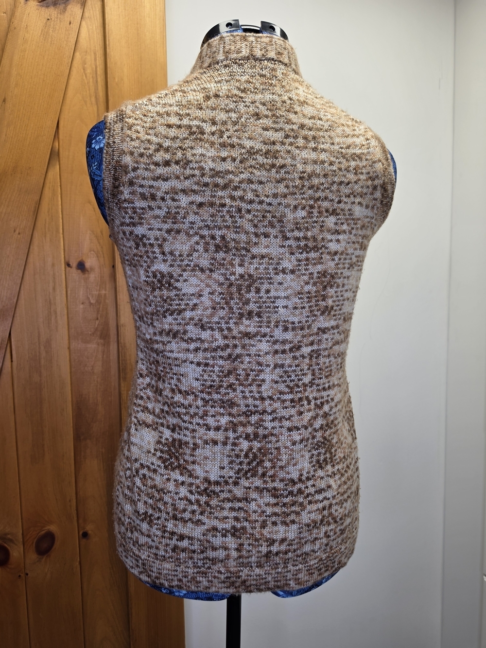 Vintage Brown Speckle V-Neck Button Front Sweater Vest - Picture 5 of 5